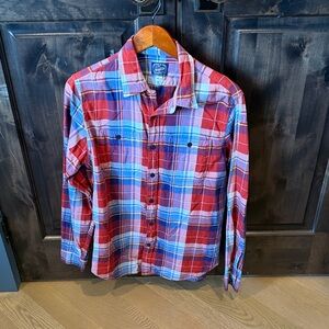 J. Crew Red, Blue and White Plaid Button-Down Shirt